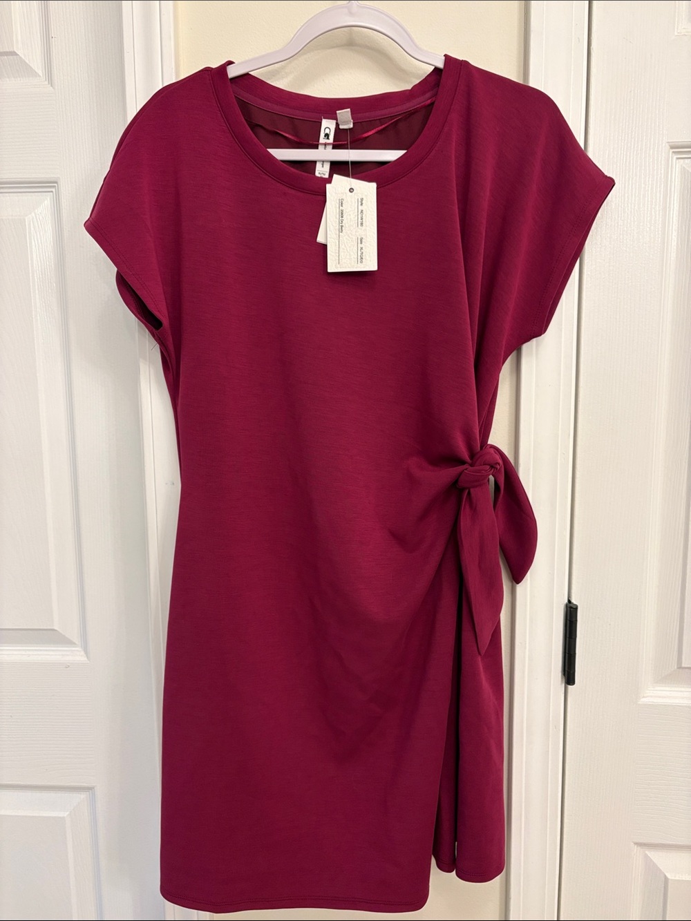 NWT Cable & Gauge Berry Crewneck Knit Dress with faux wrap tie